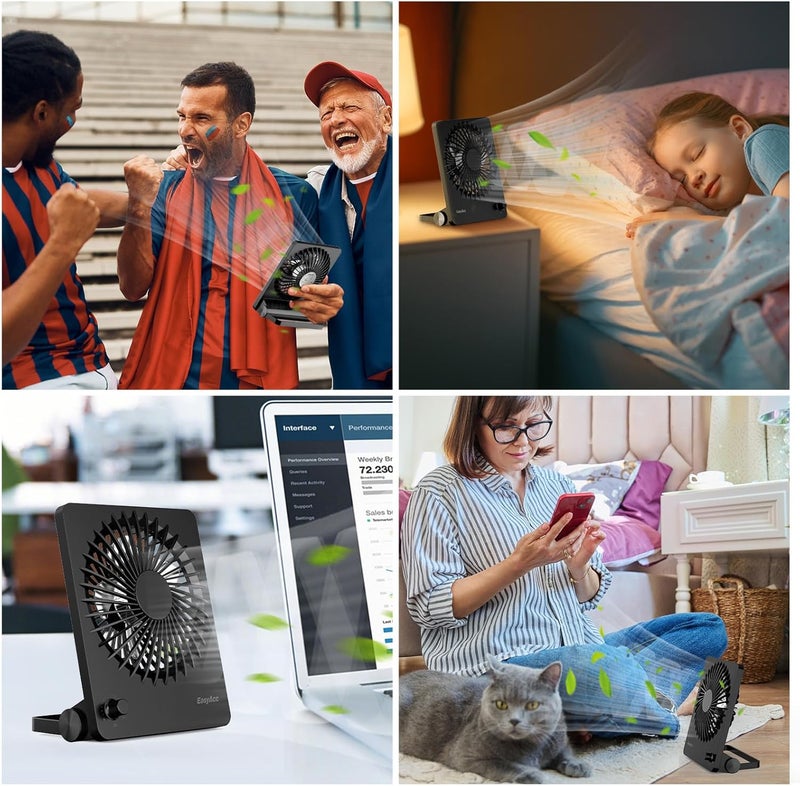 EasyAcc Powerful Desk Fan, 6000 Battery [Max 10-26H Working Time] Rechargeable Portable Personal Travel Fan with Step-less Speed Control, Quiet Fan for Travel Office Home Cruise Sporting Events - Image 5